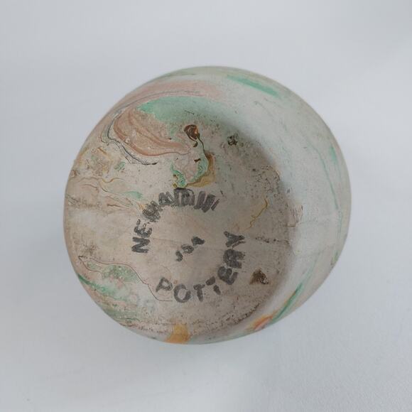 Nemadji Pottery Vase Native American Style Double Spout Green Wedding Vase - Picture 7 of 7